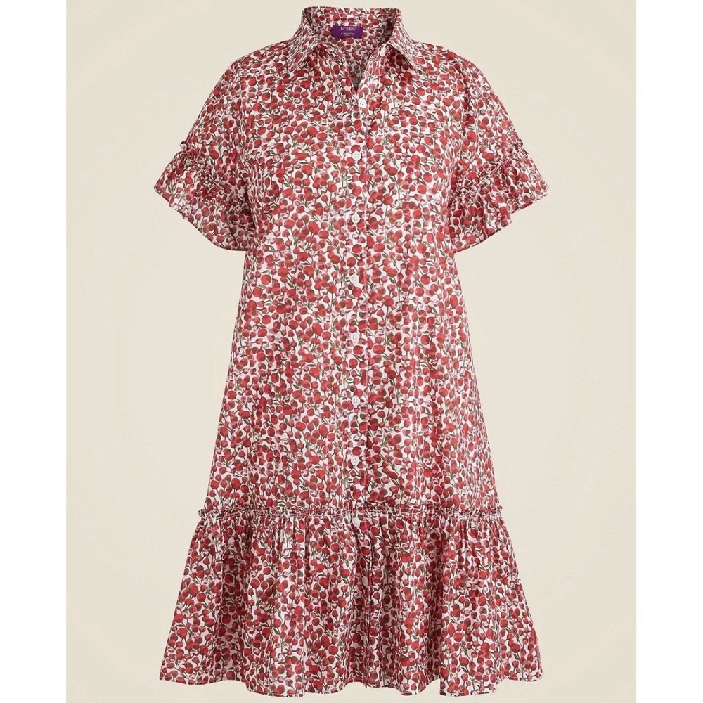J. Crew Amelia Cotton Dress in Liberty Eliza's Red Floral Womens Medium - Picture 15 of 16